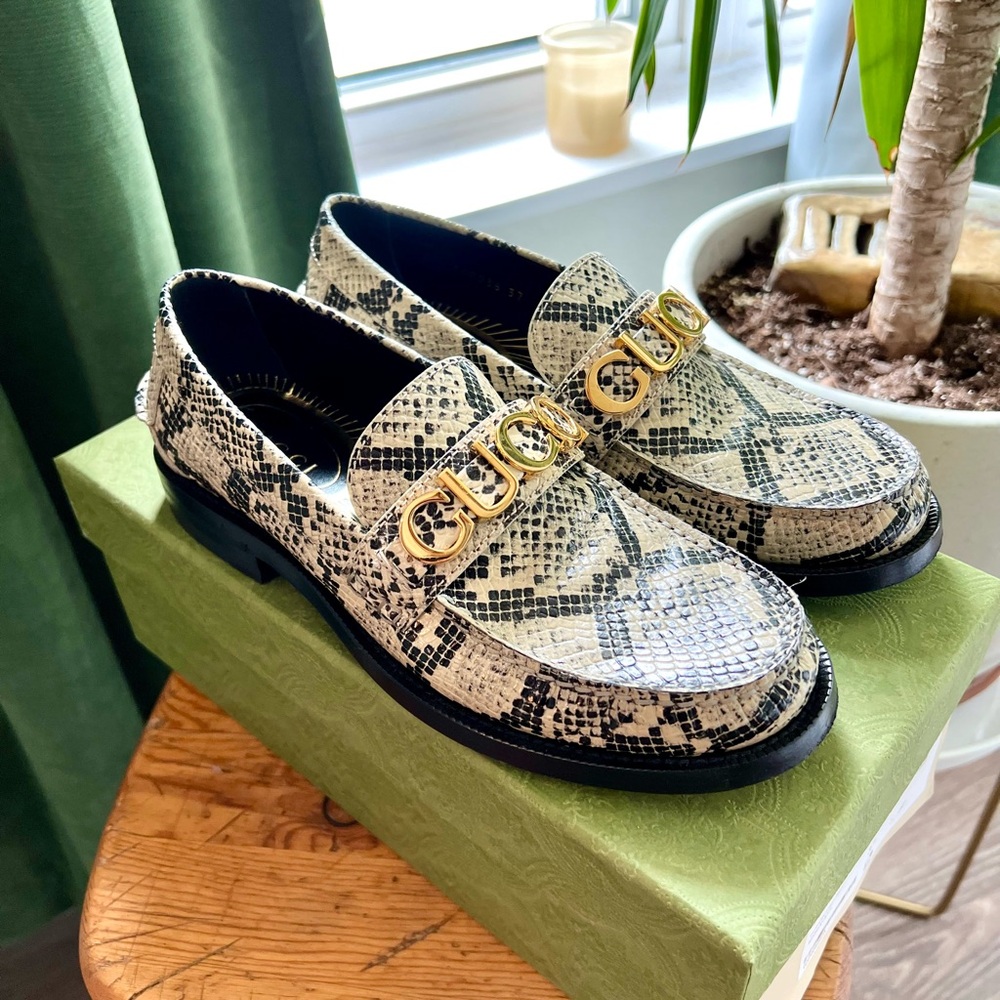 Gucci Python Print Loafers